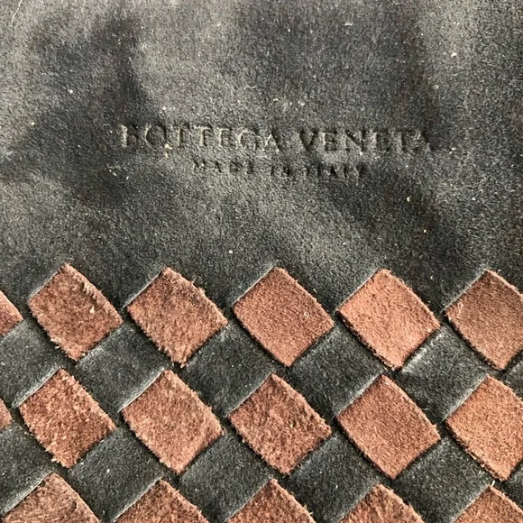 Bottega Veneta Intrecciato Brown Black Woven Suede Leather Wristlet Clutch Bag - Picture 12 of 12